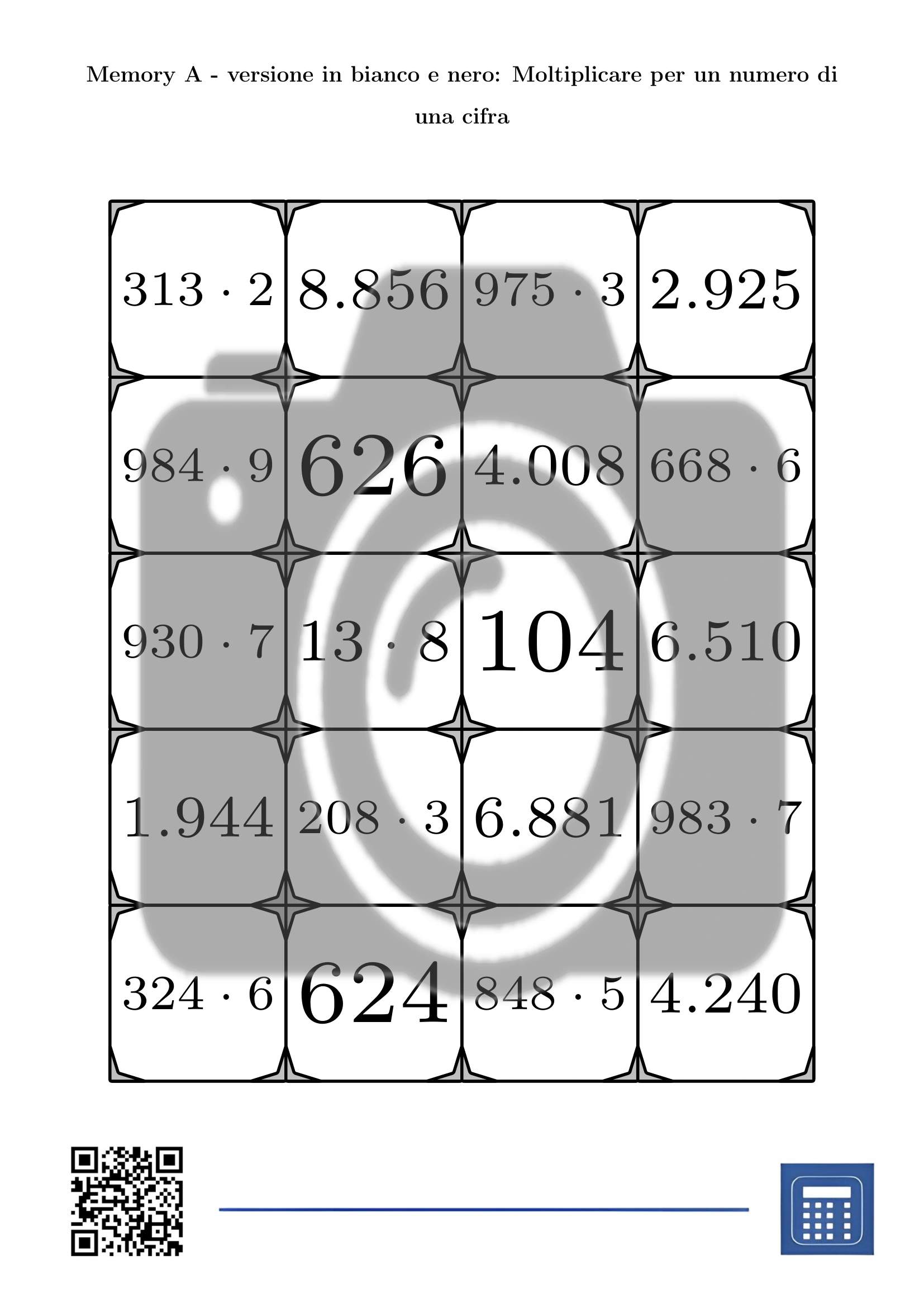 Memory: Moltiplicare per un numero di una cifra - immagine 3