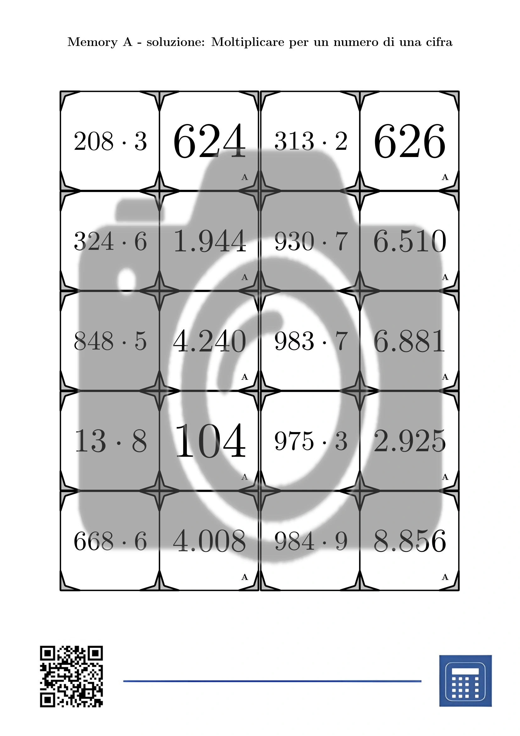 Memory: Moltiplicare per un numero di una cifra - immagine 4