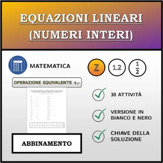 Esercizio di abbinamento: Equazioni lineari (numeri interi), trasformazione equivalente (addizione, sottrazione)