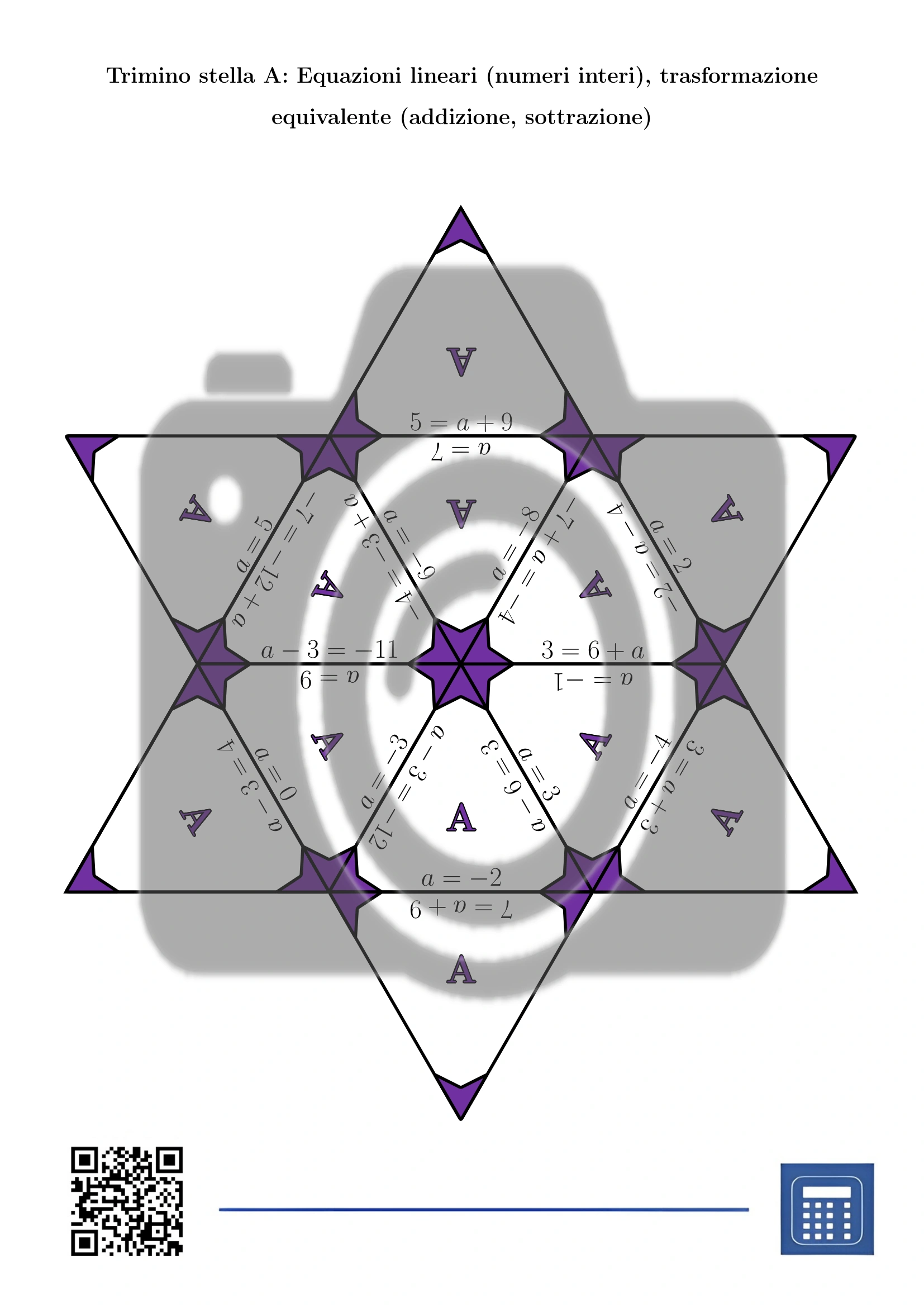 Trimino: Equazioni lineari (numeri interi), trasformazione equivalente (addizione, sottrazione) - immagine 4