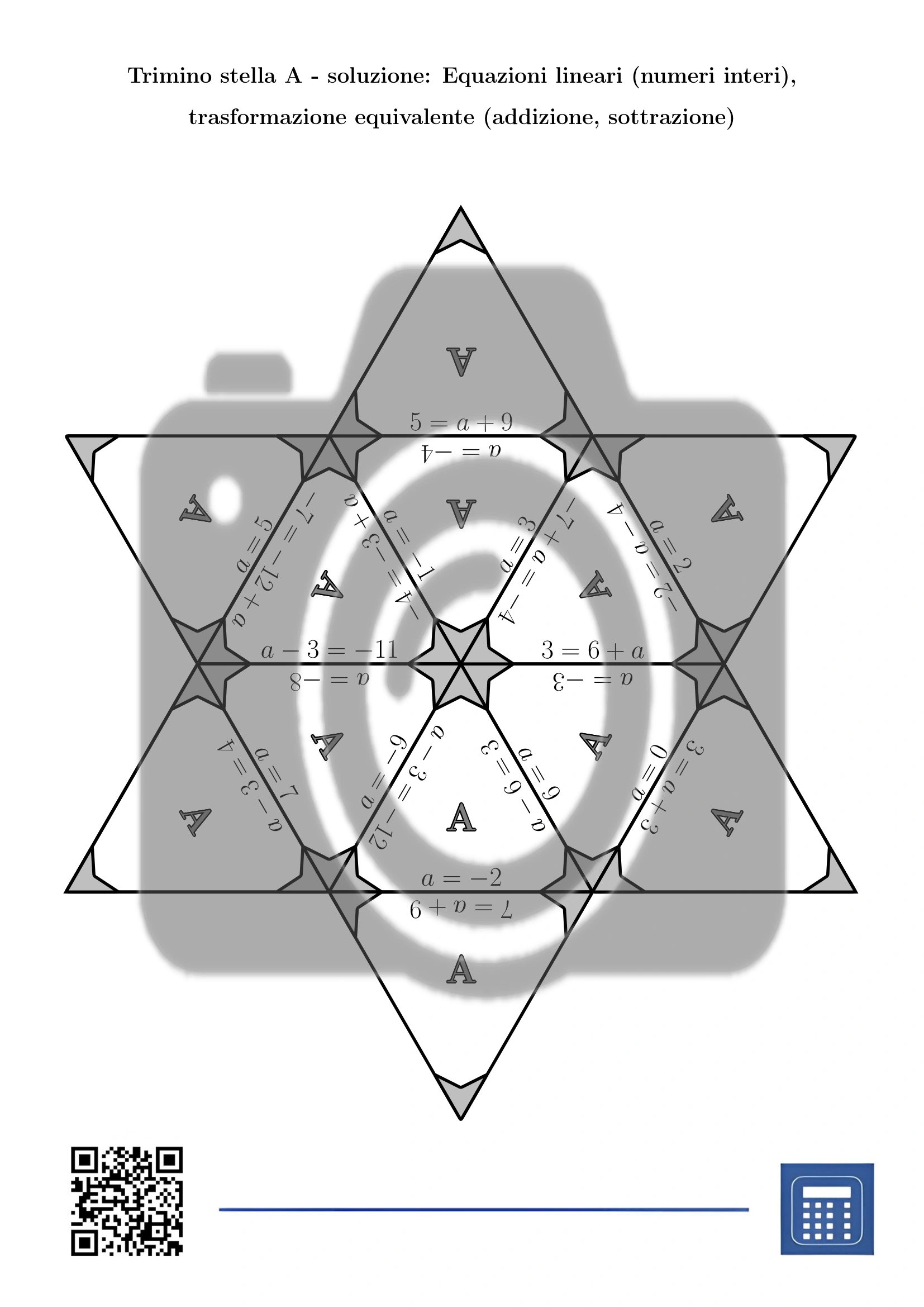 Trimino: Equazioni lineari (numeri interi), trasformazione equivalente (addizione, sottrazione) - immagine 7
