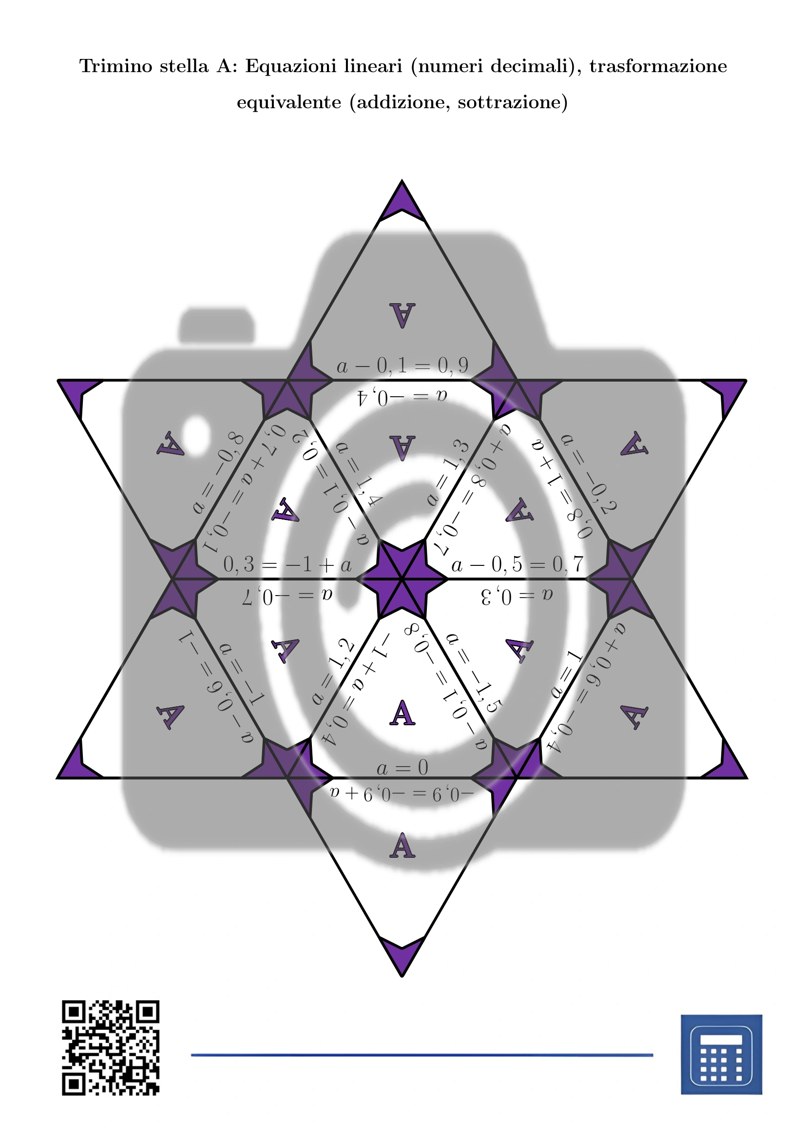 Trimino: Equazioni lineari (numeri decimali), trasformazione equivalente (addizione, sottrazione) - immagine 4