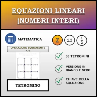 Tetramino: Equazioni lineari (numeri interi), trasformazione equivalente (moltiplicazione, divisione)