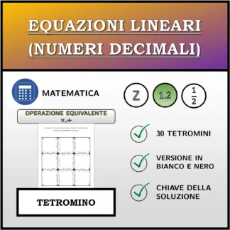 Tetramino: Equazioni lineari (numeri decimali), trasformazione equivalente (moltiplicazione, divisione)