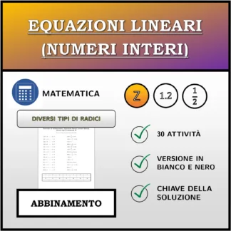 Esercizio di abbinamento: Equazioni lineari (numeri interi), diversi tipi di soluzioni
