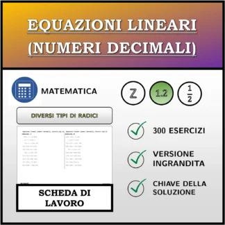 Scheda di lavoro: Equazioni lineari (numeri decimali), diversi tipi di soluzioni
