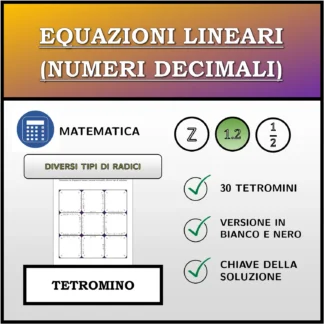 Tetramino: Equazioni lineari (numeri decimali), diversi tipi di soluzioni