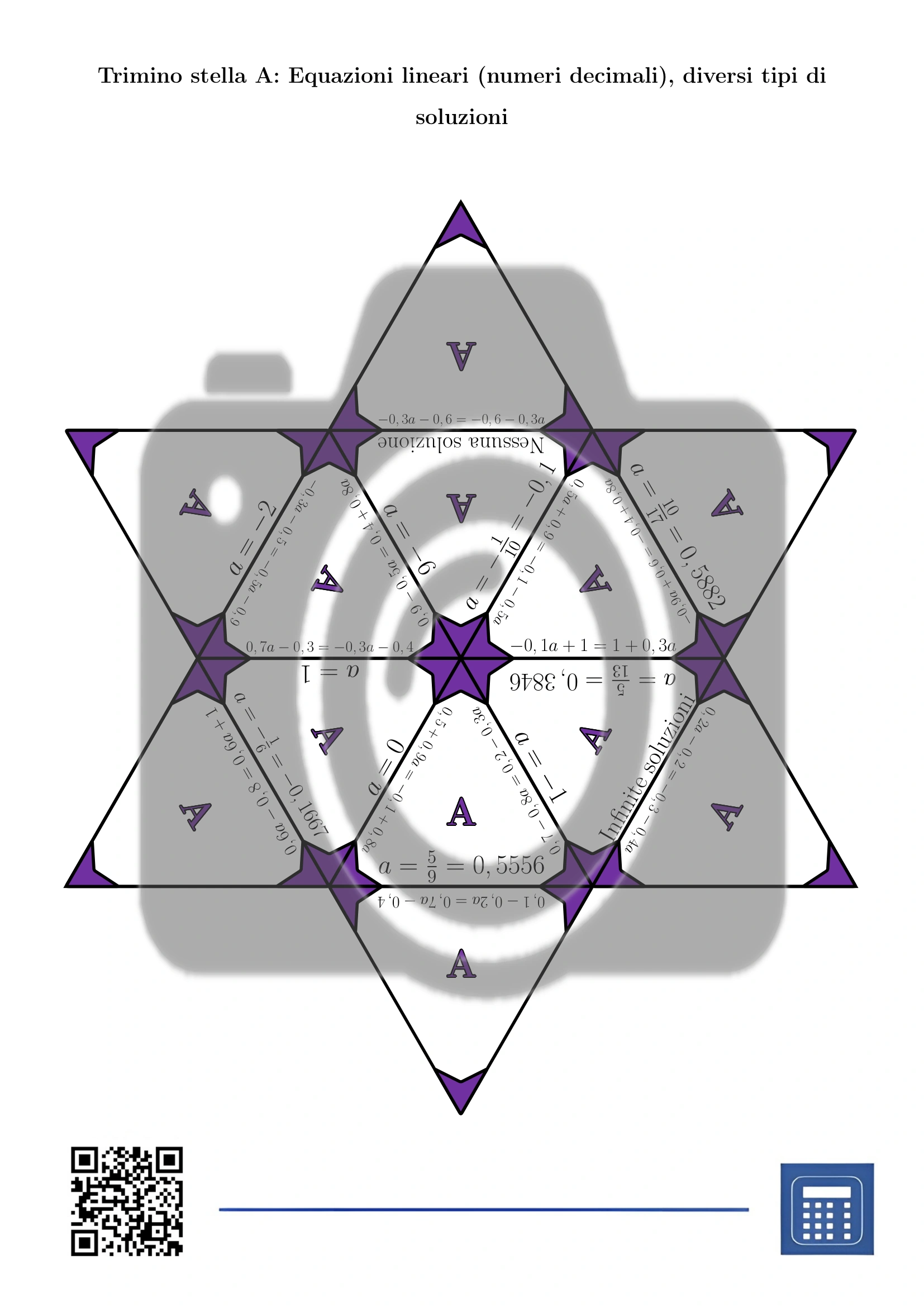 Trimino: Equazioni lineari (numeri decimali), diversi tipi di soluzioni - immagine 4
