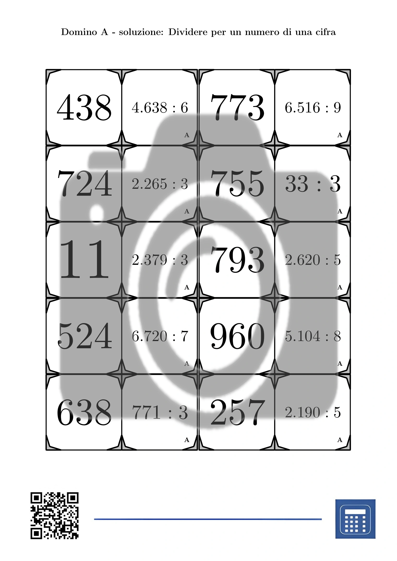 Domino: Dividere per un numero di una cifra - immagine 4