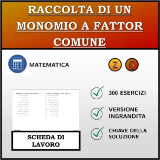 Scheda di lavoro: Raccolta di un monomio a fattor comune