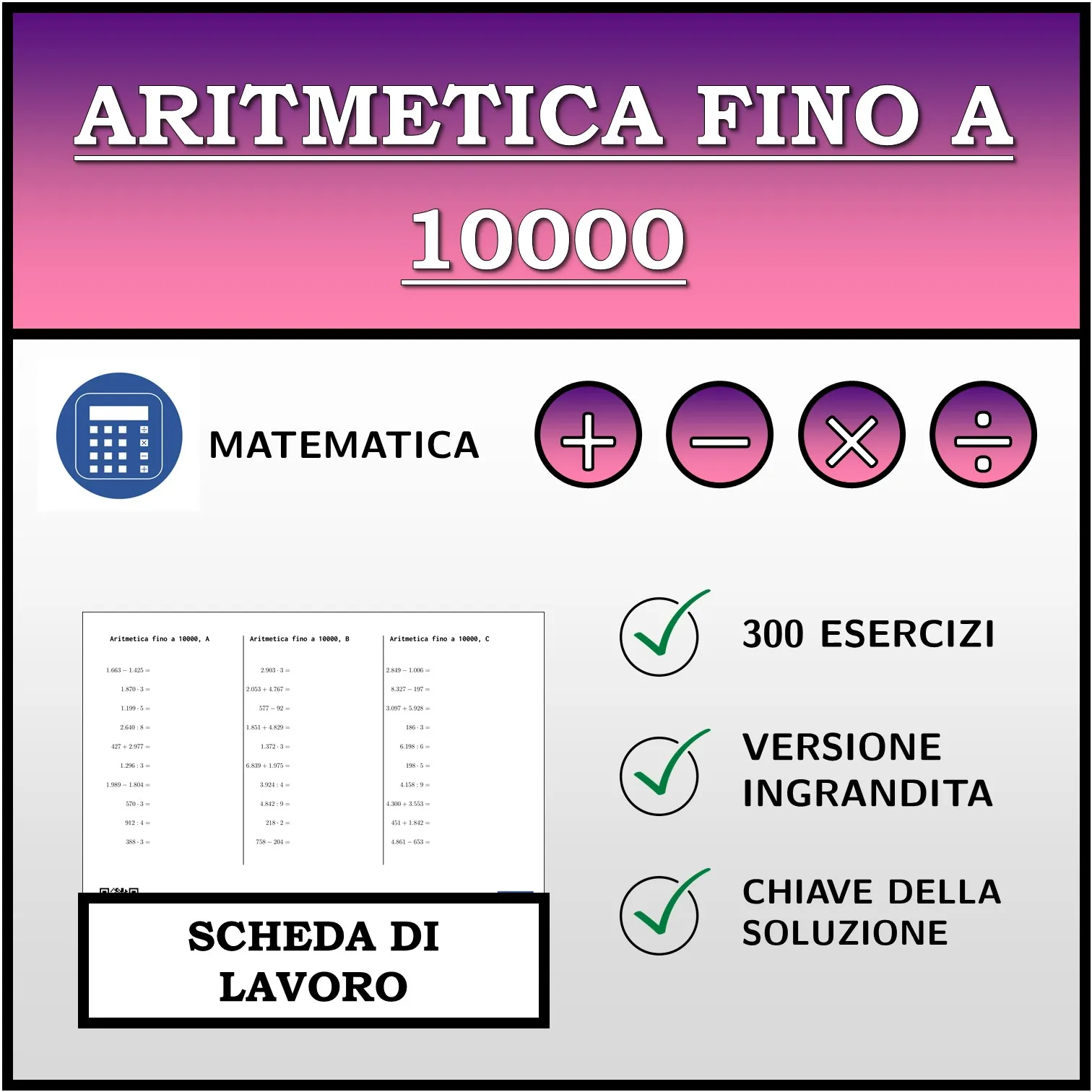 Scheda di lavoro: Aritmetica fino a 10000