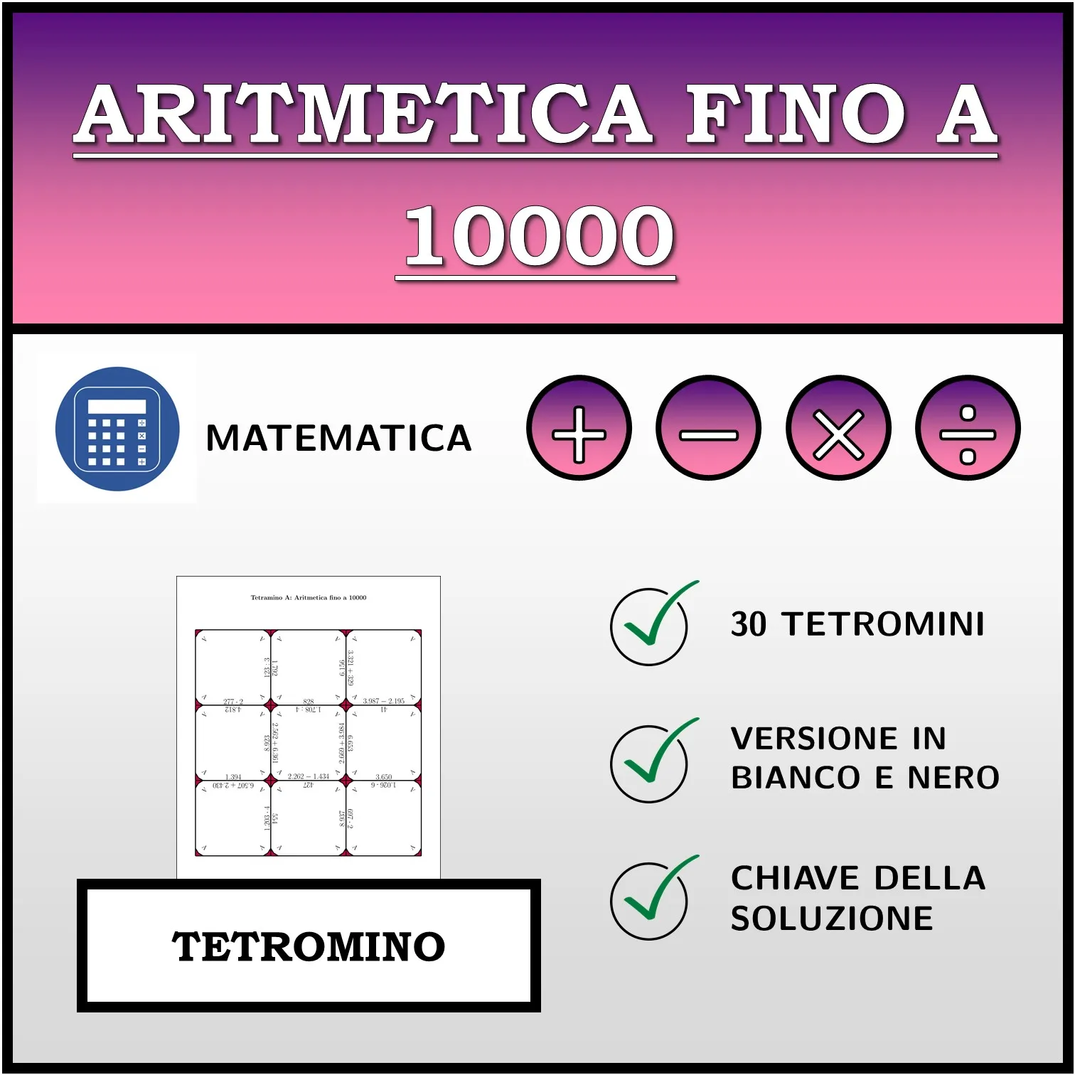 Tetramino: Aritmetica fino a 10000