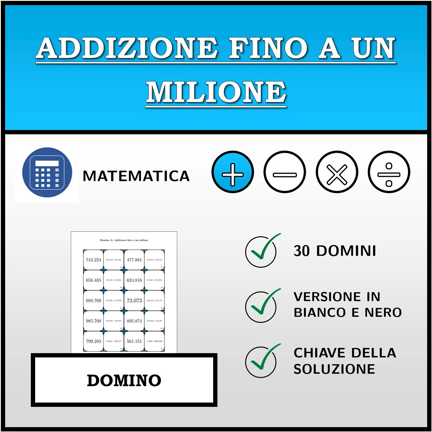 Domino: Addizione fino a un milione