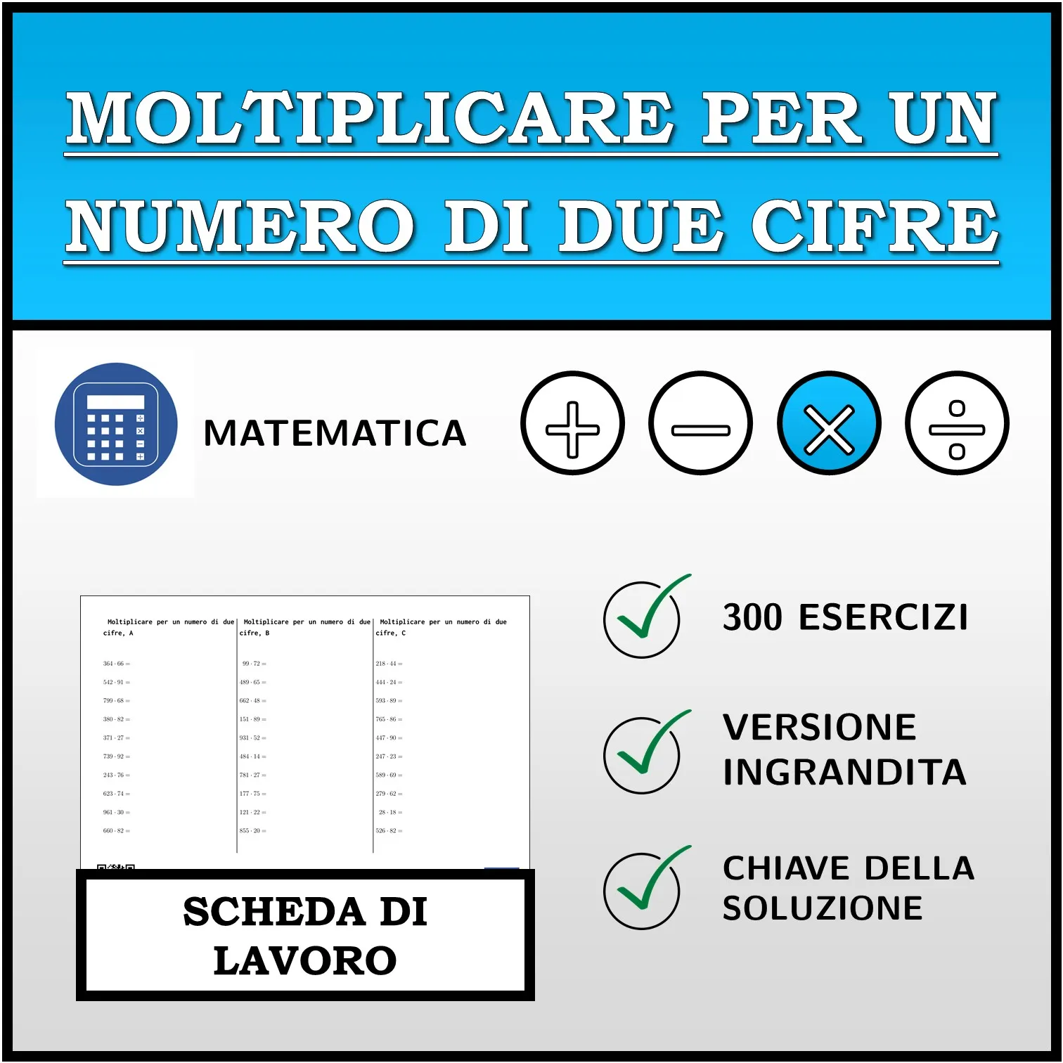 Scheda di lavoro: Moltiplicare per un numero di due cifre
