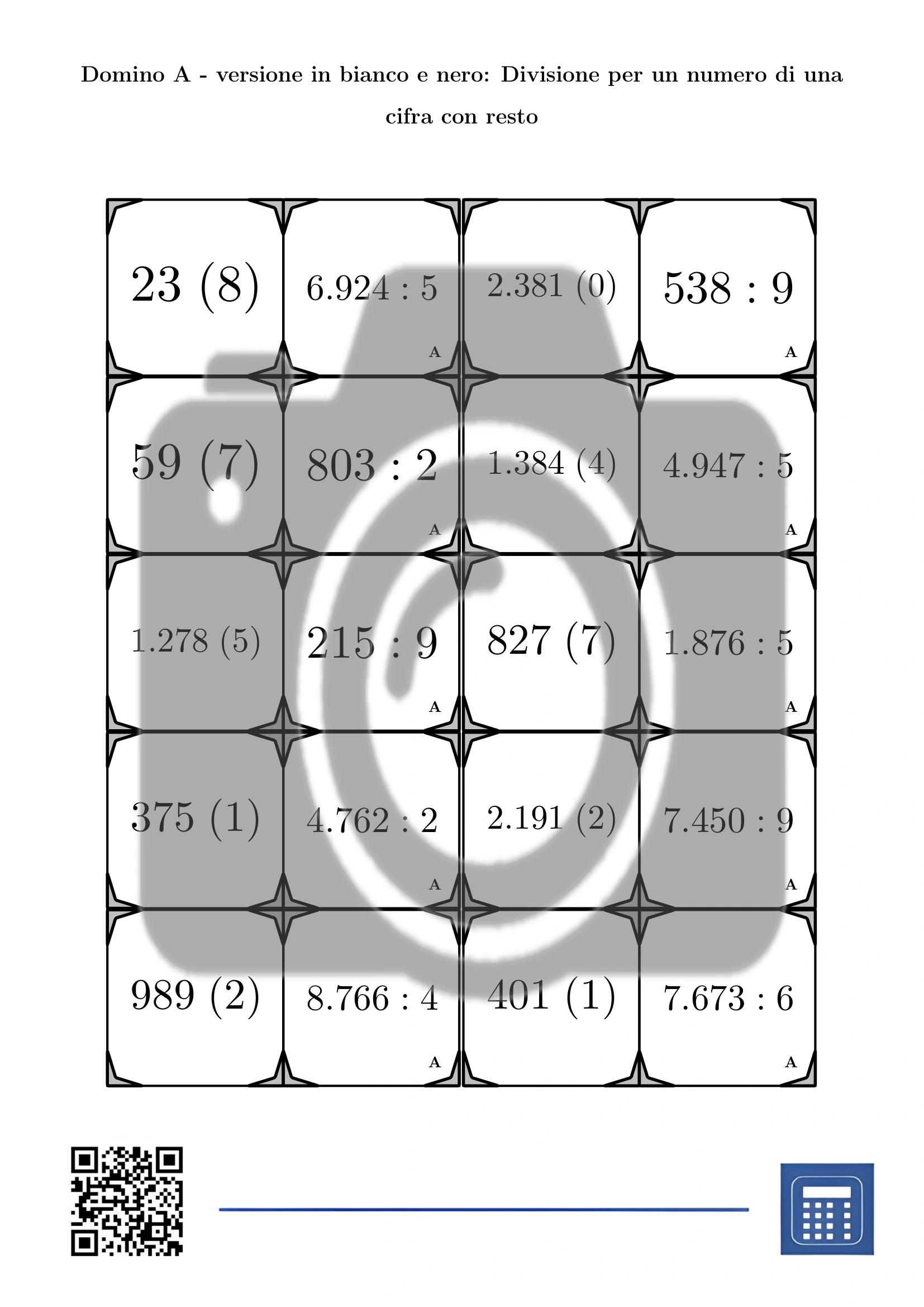 Domino: Divisione per un numero di una cifra con resto - immagine 3