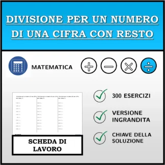 Scheda di lavoro: Divisione per un numero di una cifra con resto