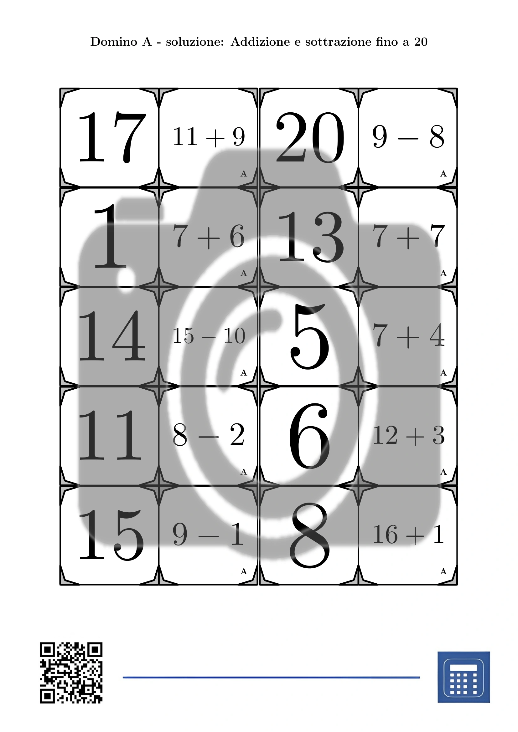 Domino: Addizione e sottrazione fino a 20 - immagine 4