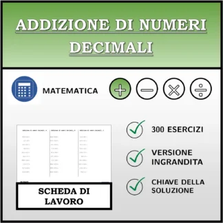 Scheda di lavoro: Addizione di numeri decimali