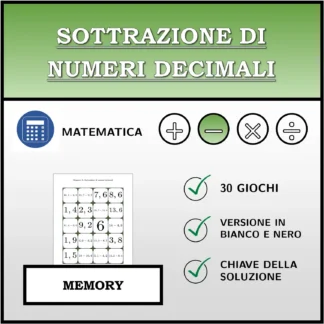 Memory: Sottrazione di numeri decimali