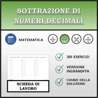 Scheda di lavoro: Sottrazione di numeri decimali