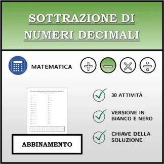 Esercizio di abbinamento: Sottrazione di numeri decimali
