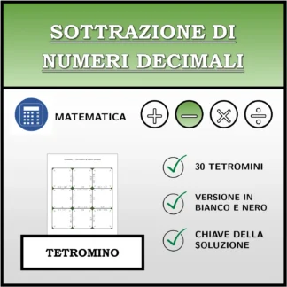 Tetramino: Sottrazione di numeri decimali