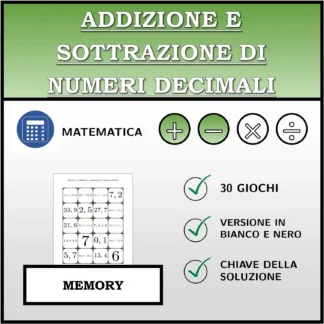 Memory: Addizione e sottrazione di numeri decimali