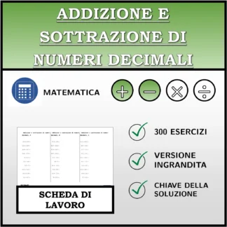 Scheda di lavoro: Addizione e sottrazione di numeri decimali
