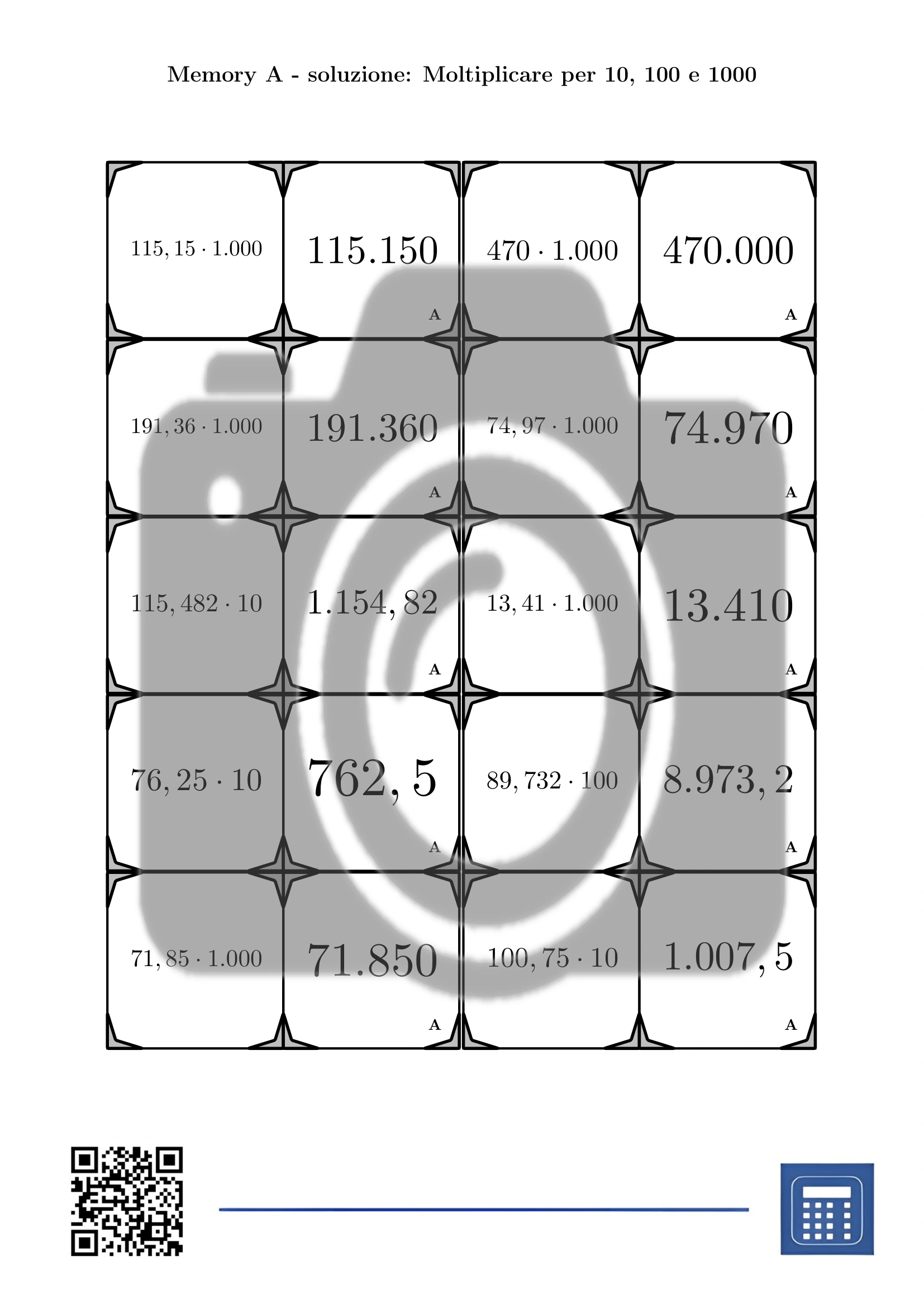Memory: Moltiplicare per 10, 100 e 1000 - immagine 4