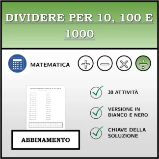 Esercizio di abbinamento: Dividere per 10, 100 e 1000