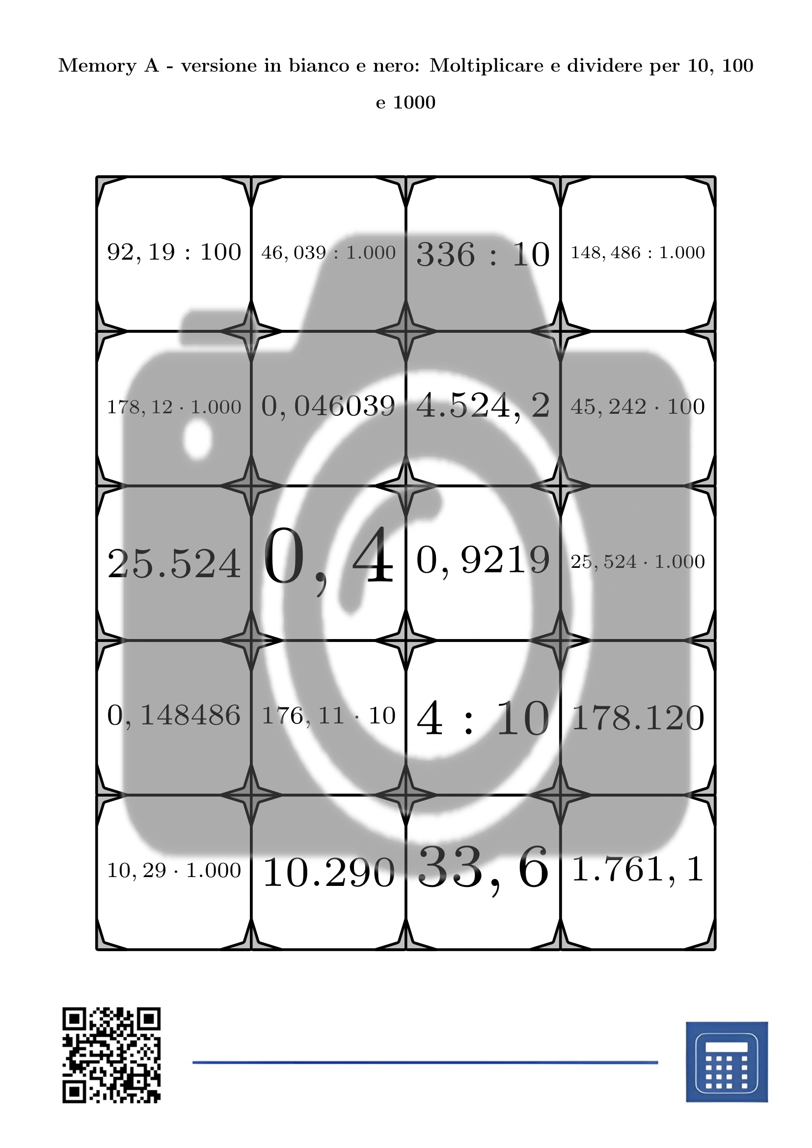 Memory: Moltiplicare e dividere per 10, 100 e 1000 - immagine 3