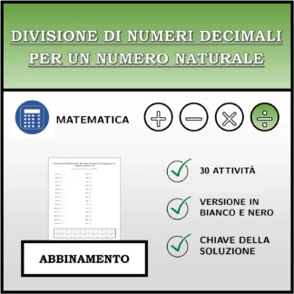 Esercizio di abbinamento: Divisione di numeri decimali per un numero naturale