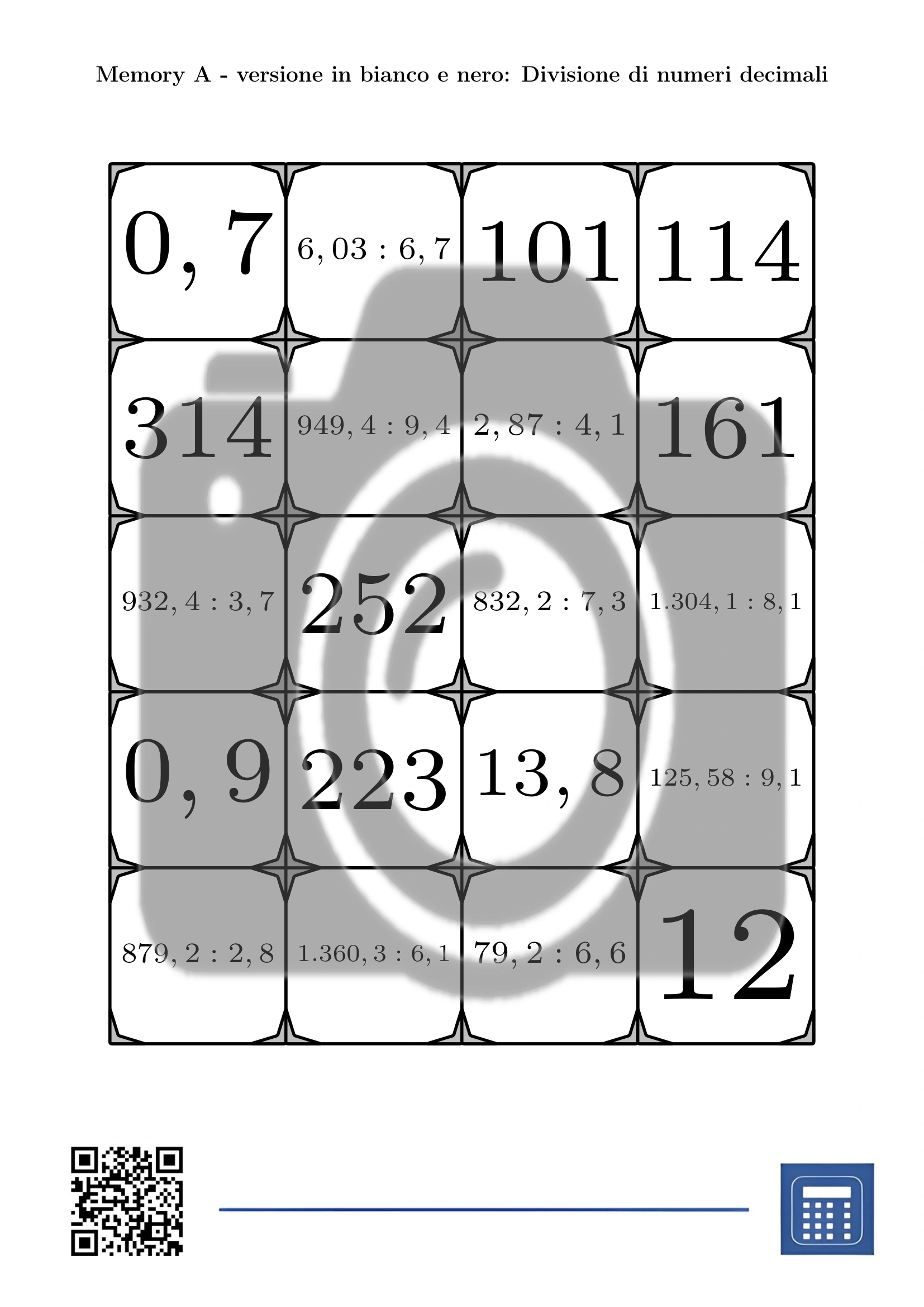 Memory: Divisione di numeri decimali - immagine 3