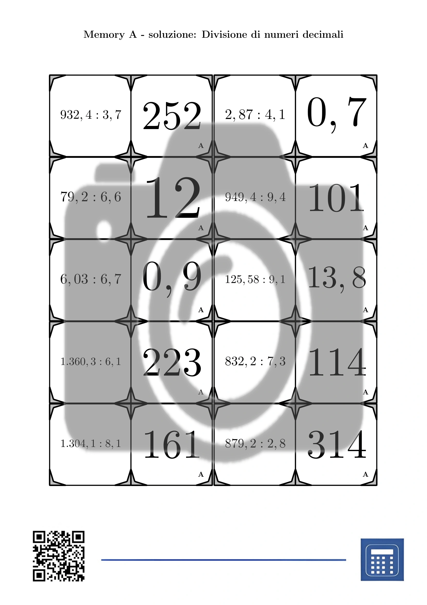 Memory: Divisione di numeri decimali - immagine 4