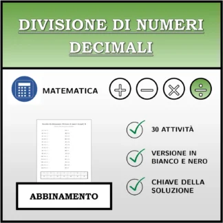 Esercizio di abbinamento: Divisione di numeri decimali