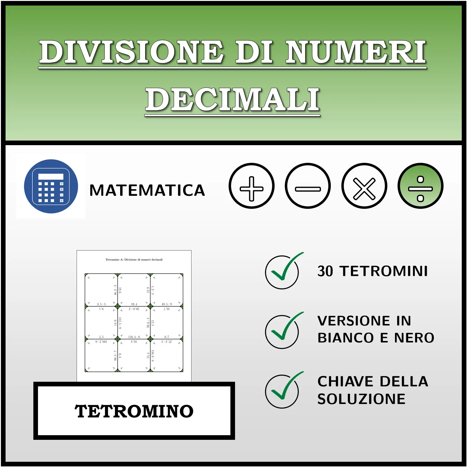 Tetramino: Divisione di numeri decimali
