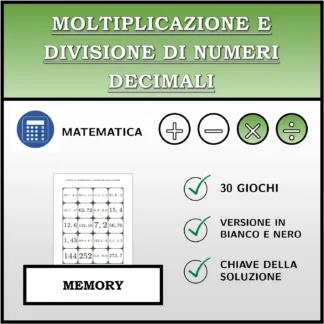 Memory: Moltiplicazione e divisione di numeri decimali