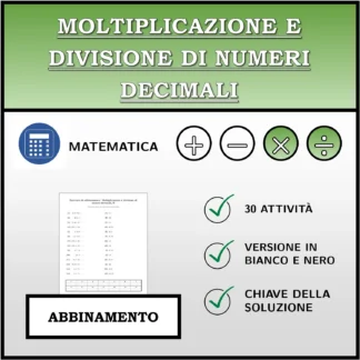 Esercizio di abbinamento: Moltiplicazione e divisione di numeri decimali