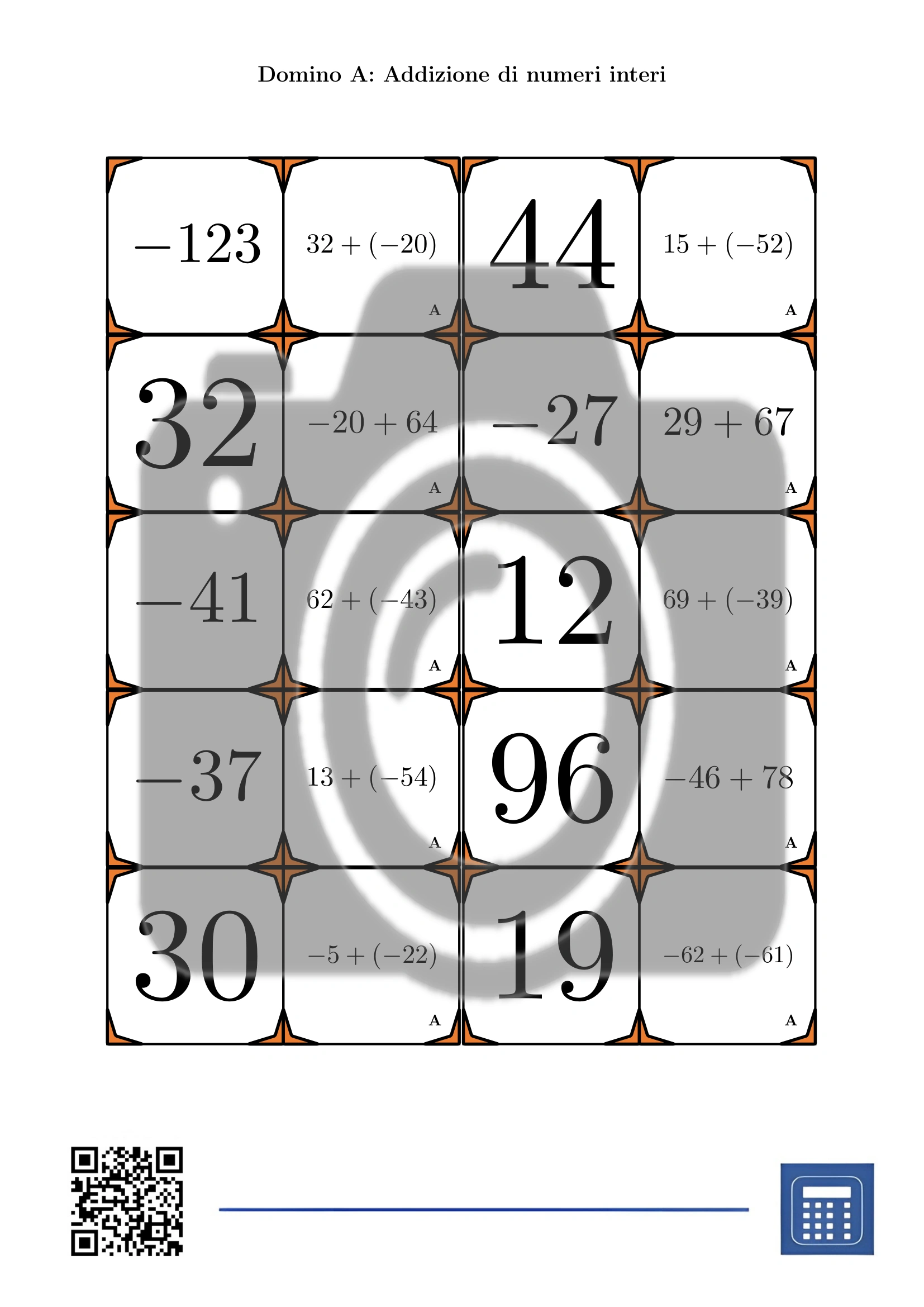 Domino: Addizione di numeri interi - immagine 2