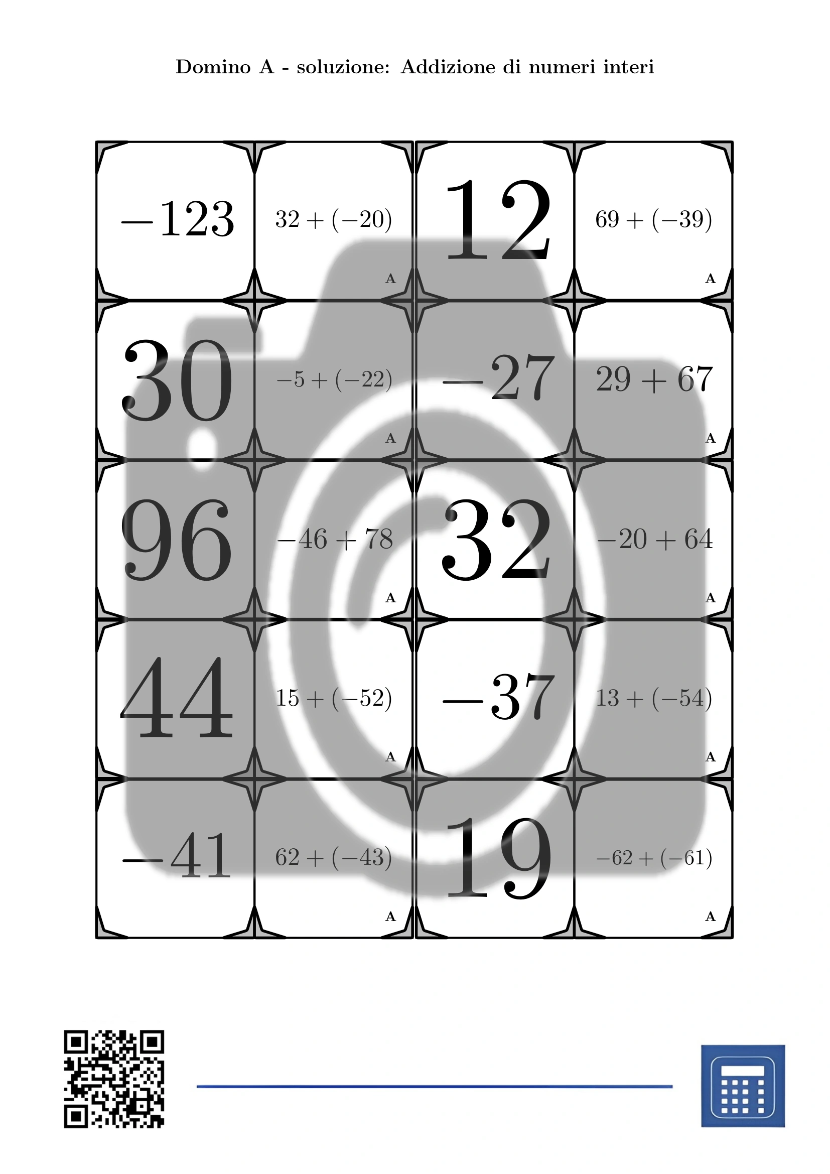 Domino: Addizione di numeri interi - immagine 4