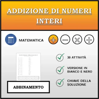 Esercizio di abbinamento: Addizione di numeri interi
