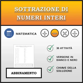 Esercizio di abbinamento: Sottrazione di numeri interi