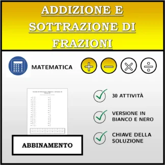 Esercizio di abbinamento: Addizione e sottrazione di frazioni