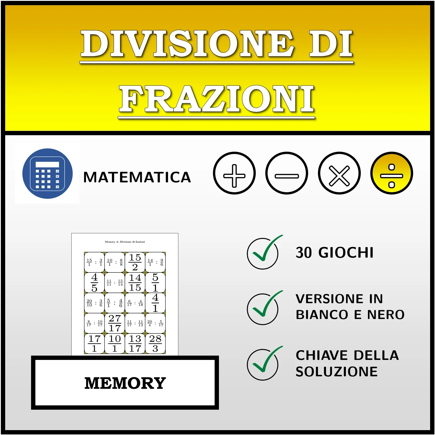 Memory: Divisione di frazioni