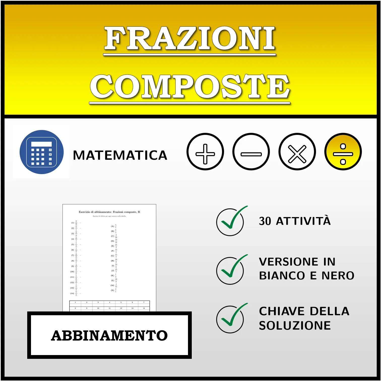 Esercizio di abbinamento: Frazioni composte