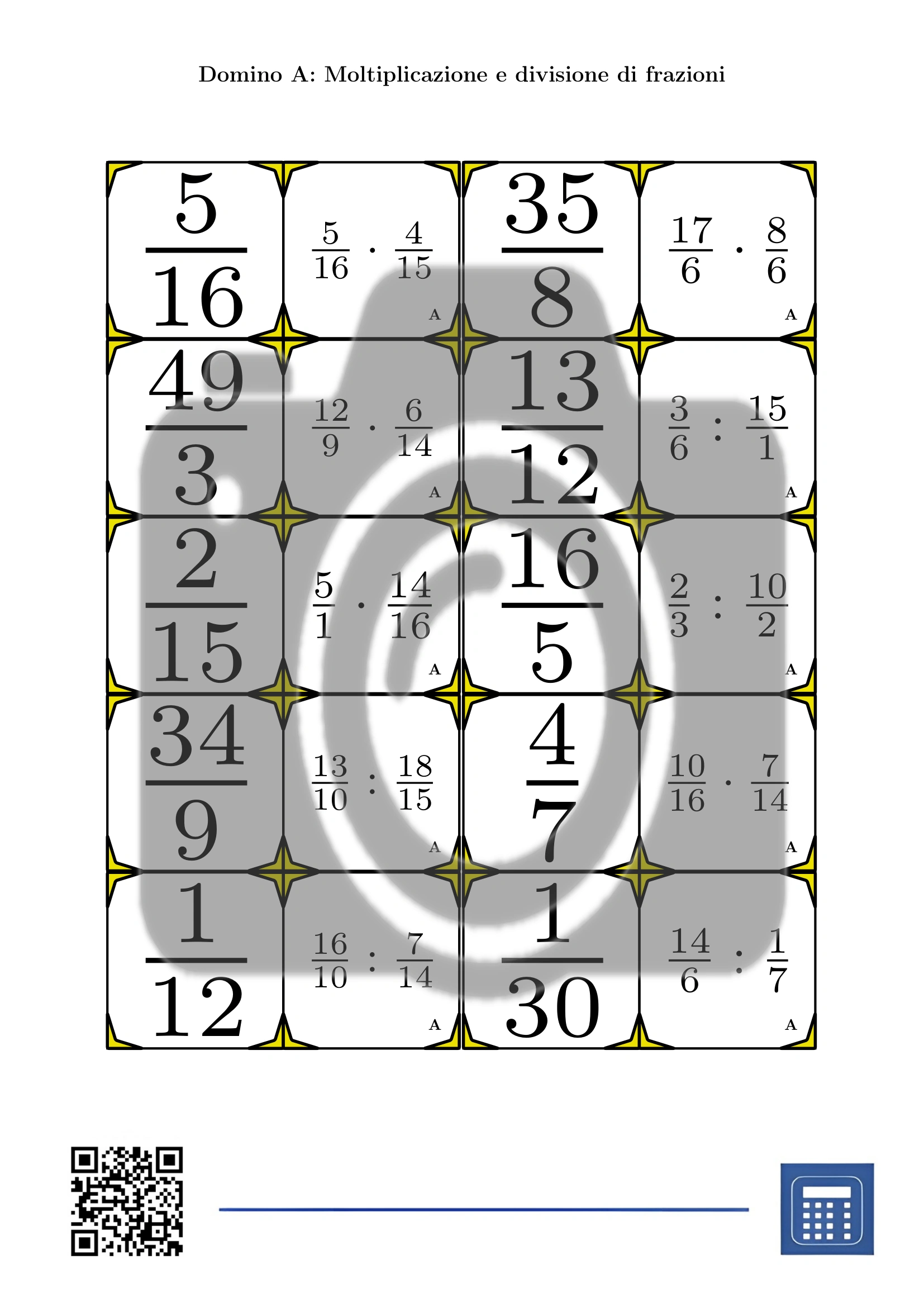 Domino: Moltiplicazione e divisione di frazioni - immagine 2