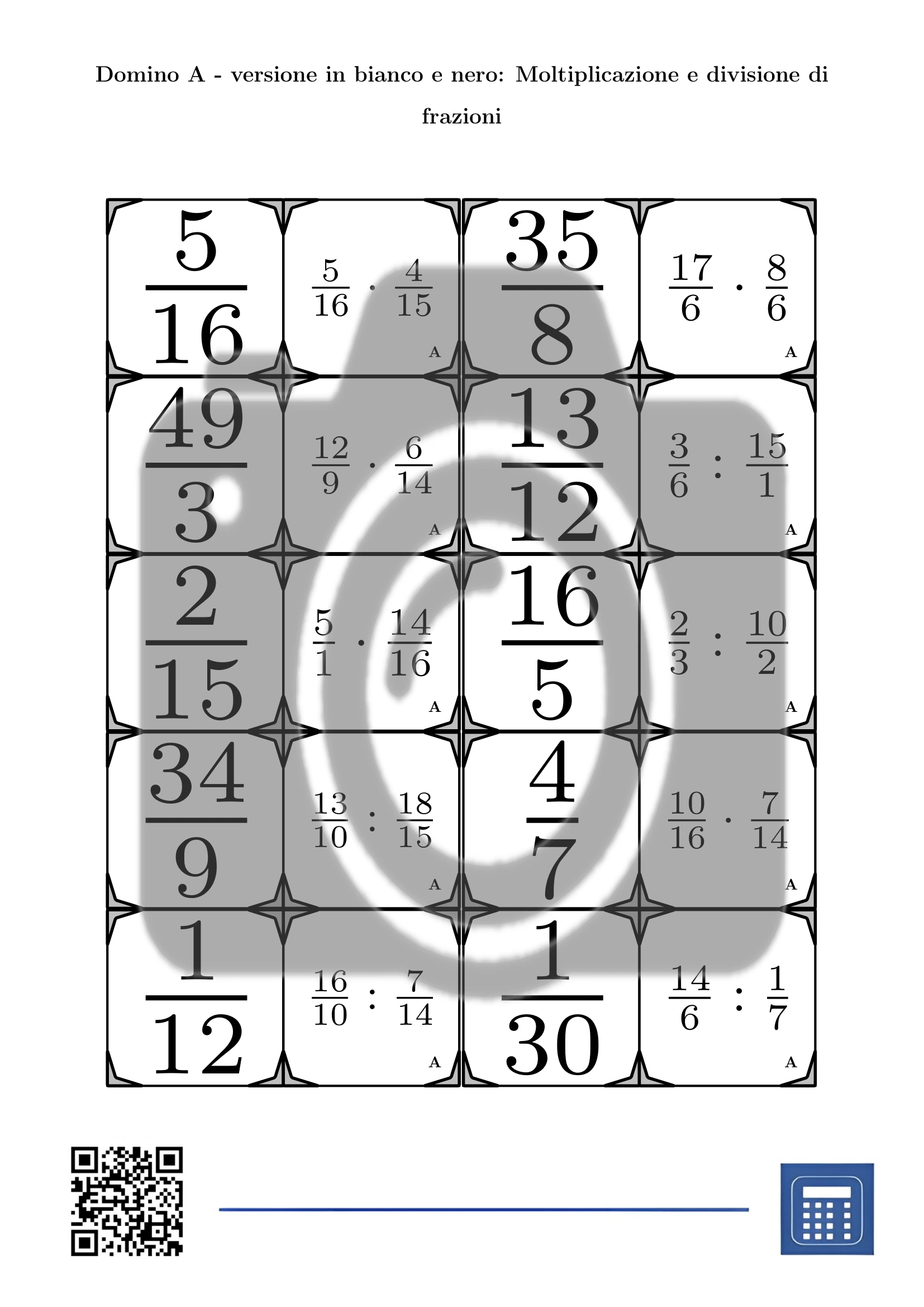 Domino: Moltiplicazione e divisione di frazioni - immagine 3
