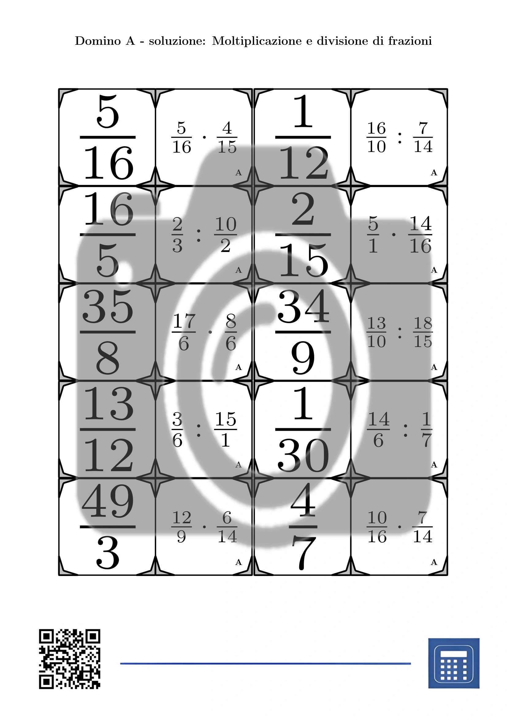Domino: Moltiplicazione e divisione di frazioni - immagine 4
