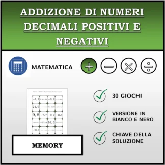 Memory: Addizione di numeri decimali positivi e negativi