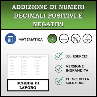Scheda di lavoro: Addizione di numeri decimali positivi e negativi